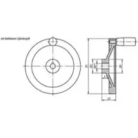 Kipp Scheibenhandrad D1=100 Passbohrung Nut D2=12H7 Aluminium