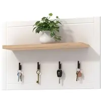 Dmora Mediglia - Garderobe, 57 cm hoch, Weiß, inkl. Wandmontageset