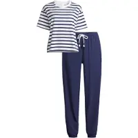 Mey Schlafanzug Damen Baumwolle blau gestreift, S 844199-0001-09900