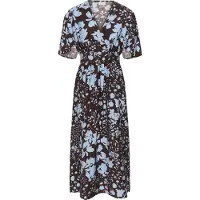 Kaffe Midikleid "Damen Kleid KAnadira", Damen, Gr. 34, N-Gr, braun (coffee bean, blau fog flower), Obermaterial: 83% Viskose CV. 17% Polyamid PA., Kleider Midikleid