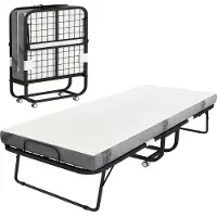 StarTech.com Klappbares Gästebett - Einzelbett - 90 x 200 cm - 10 cm Schaumstoffmatratze - Stahlrahmen - Mit Rollen - Belastbar bis 150 kg