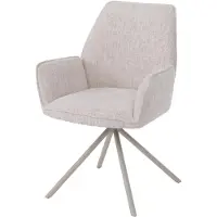 Mendler Esszimmerstuhl HWC-G67, Küchenstuhl, drehbar Auto-Position Metall Chenille (410g/m²) Gestell creme, creme