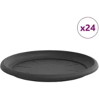 vidaXL Runde Blumenplatte 24 pcs Schwarz Ø 27 x 2,5 cm Kunststoff