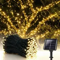 Lapalife 20m 200 LED Solar Lichterkette Wasserdicht 8 Lichtmodi für Außen Garten Hochzeit Party Weihnachten Deko, Warmweiß