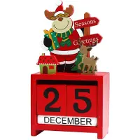 Dripio Adventskalender aus Holz, wiederverwendbar, Rentier-Design, rot, 15 x 25 x 3 cm