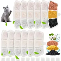 Oneisall Ersatzfilter für Katzenbrunnen 12 Stück mit Vorfilterschwamm für 3,5L Edelstahlbrunnen PW04