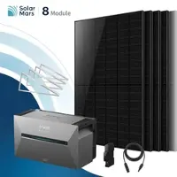 SolarMars Anker SOLIX Solarbank 3 E2700 Pro Balkonkraftwerk Speicher mit 500Wp Solarmodul und MC4 Solarkabel Set - 4000Wp ‚Äì 8 Module / Ohne Erweiterungsakku / Flachdach