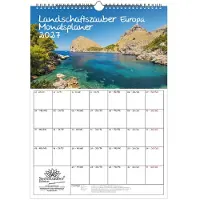 Seelenzauber GmbH Landschaftszauber Europa Planer DIN A3 Kalender für 2027 Europa Länder - Set-Inhalt: 1x Kalender 1x Weihnachtsanhänger 1x Grußanhänger (gesamt 3 Teile)