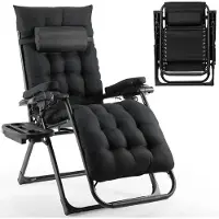 StarTech.com Klappbare Garten-Sonnenliege - Zero-Gravity Liegestuhl - Verstellbar - Metallrahmen - Ohne Polster - Mit Armlehnen - Schwarz