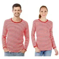 Buttinette Langärmeliges Ringelshirt "Red Stripes" unisex
