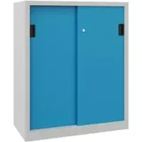 PAVOY Schiebetürenschrank, 1200x1000x500 mm, 2 Böden gepulvert, RAL 7035/5012