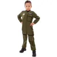Buttinette Kampfflieger-Overall für Kinder, olivgrün