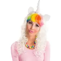 Buttinette Lockenperücke "Einhorn", weiß/bunt