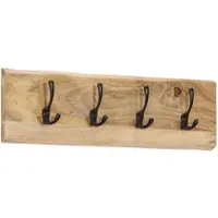 Helloshop26 - Wandgarderobe mit 4 Haken praktisch Flur Diele 82 x 22 x 7 cm aus natürlichem Mangoholz