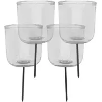 Buttinette Windlichtgläser, mit Dorn, 7,8 cm, 7,8 cm Ø, 4 Stück