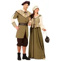 Buttinette Kostüm "Mittelalter" für Damen, oliv-color/natur
