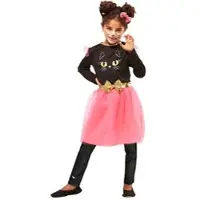 Buttinette Kinderkleid "Katze", pink/schwarz