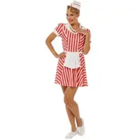 Buttinette -Diner Kleid, rot/weiß