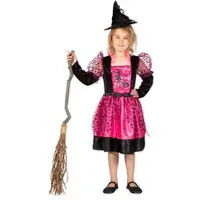 Buttinette Hexenkostüm für Kinder, schwarz/pink