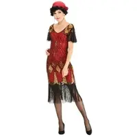 Buttinette Paillettenkleid "20er", rot-gold