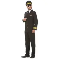 Buttinette Pilot-Kostüm für Herren, schwarz
