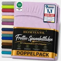 EXKLUSIV HEIMTEXTIL Frottee Spannbettlaken Doppelpack 180 - 200 x 200 cm Flieder