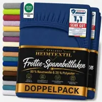 EXKLUSIV HEIMTEXTIL Frottee Spannbettlaken Doppelpack Rundumgummizug 200 x 220 cm Navyblau