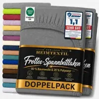 EXKLUSIV HEIMTEXTIL Frottee Spannbettlaken Doppelpack 200 x 220 cm Anthrazit