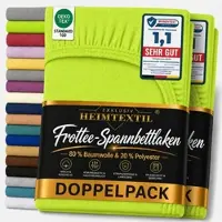 EXKLUSIV HEIMTEXTIL Frottee Spannbettlaken Doppelpack Rundumgummizug 180 - 200 x 200 cm Apfelgrün