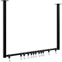CLP Kleiderstange Fenton Schwarz mit 12 Kleiderhaken Metall HBT: 60x80x7 cm 80x60 cm