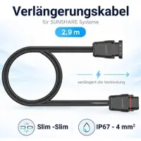 Sunshare Verlängerungskabel - 1,0 Meter / 2,9 Meter wählbar - komfortable Verbindung zwischen Solarpanels und Wechselrichter
