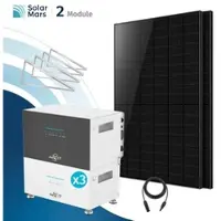 SolarMars Balkonkraftwerk 2000 Watt mit Speicher SunEnergyXT 500 Set - 1000Wp ‚Äì 2 Module / 3x B500 / Wand