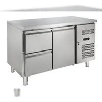 GastroHero Kühltisch ECO 1/2 GN 1/1 214 L Edelstahl Umluftkühlung 0 °C–+8 °C 230 V LED-Thermostat 1350x700x850 mm 1 Tür + 2 Schubladen