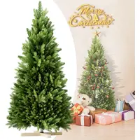 UISEBRT 150cm Künstlicher Weihnachtsbaum Christbaum Tannenbaum aus PE und PVC Zweige mit Holzständer, für Weihnachtsdeko, Schmuckbaum schmücken