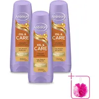Unilever 3 x Andrélon Oil & Care Conditioner für trockenes und krauses Haar 200 ml - Sparpackung - 3 Stücke