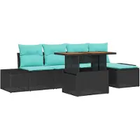 vidaXL Garten-Sofa-Set 6 stk. Schwarz Poly Rattan
