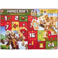 Mattel Minecraft Adventskalender, 3 Actionfiguren (ca. 8 cm), 15 Zubehörteile, 5 Sticker und Code für einen digitalen Gegenstand, 6 Jahr(e), Mehrfarbig, Kunststoff