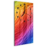 Tulup Wanduhr aus Glas – 30x60 cm - Glasbild - Glasuhr - Gehärtetes Glas -Bunte Wellen