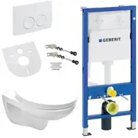 BELVIT Wand WC Set Weiß spülrandlos Rimless mit Softclose Sitz und Geberit UP100 Vorwandelement Keramik Tiefspüler