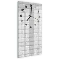 Tulup Wanduhr aus Glas – 30x60 cm - Glasbild - Glasuhr - Gehärtetes Glas -Backsteinmauer