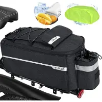 Merkloos Fahrradtasche für Gepäckträger, wasserdicht, 10 Liter, Isoliertasche mit Reflektorstreifen, schwarz, für