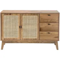 CALICOSY - Sideboard mit 2 Türen und 3 Schubladen mit Rattan-Fronten B120 cm - ALIA