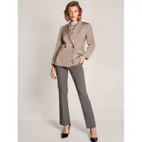 MADELEINE Jackenblazer "Blazer Doppelreiher-Blazer mit Zierstich", Damen, Gr. 48, taupe, melange, Modern, regular fit, V-Ausschnitt, Blazer Jackenblazer