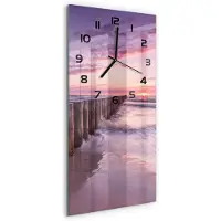 Tulup Wanduhr aus Glas – 30x60 cm - Glasbild - Glasuhr - Gehärtetes Glas -Wellenbrecher