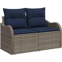vidaXL Garten-Sofa mit Kissen 121 x 62 x 69 cm Poly-Rattan