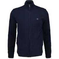 Gant Cardigan "SUPERFINE LAMBSWOOL", Herren, Gr. L, blau (schwarz navy melange), Strick, Obermaterial: 100% Wolle, normal, Rippbündchen, Strickjacken Cardigan, Reißverschluss, aus Wolle, regular fit