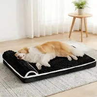 Sonstiges Orthopädisches Hundebett mit Kissen, 91x61cm Schwarz, 9cm dick