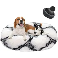 Sonstiges Hundebett Donut Plüsch Waschbar Weich Ø120cm Weiß Schwarz