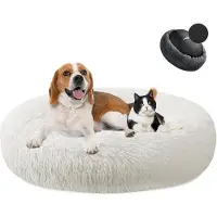 Sonstiges Hundebett Donut Plüsch Waschbar Weich Ø110cm Weiß