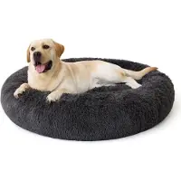 Bedsure Hundebett rund waschbar flauschig grau 120cm
